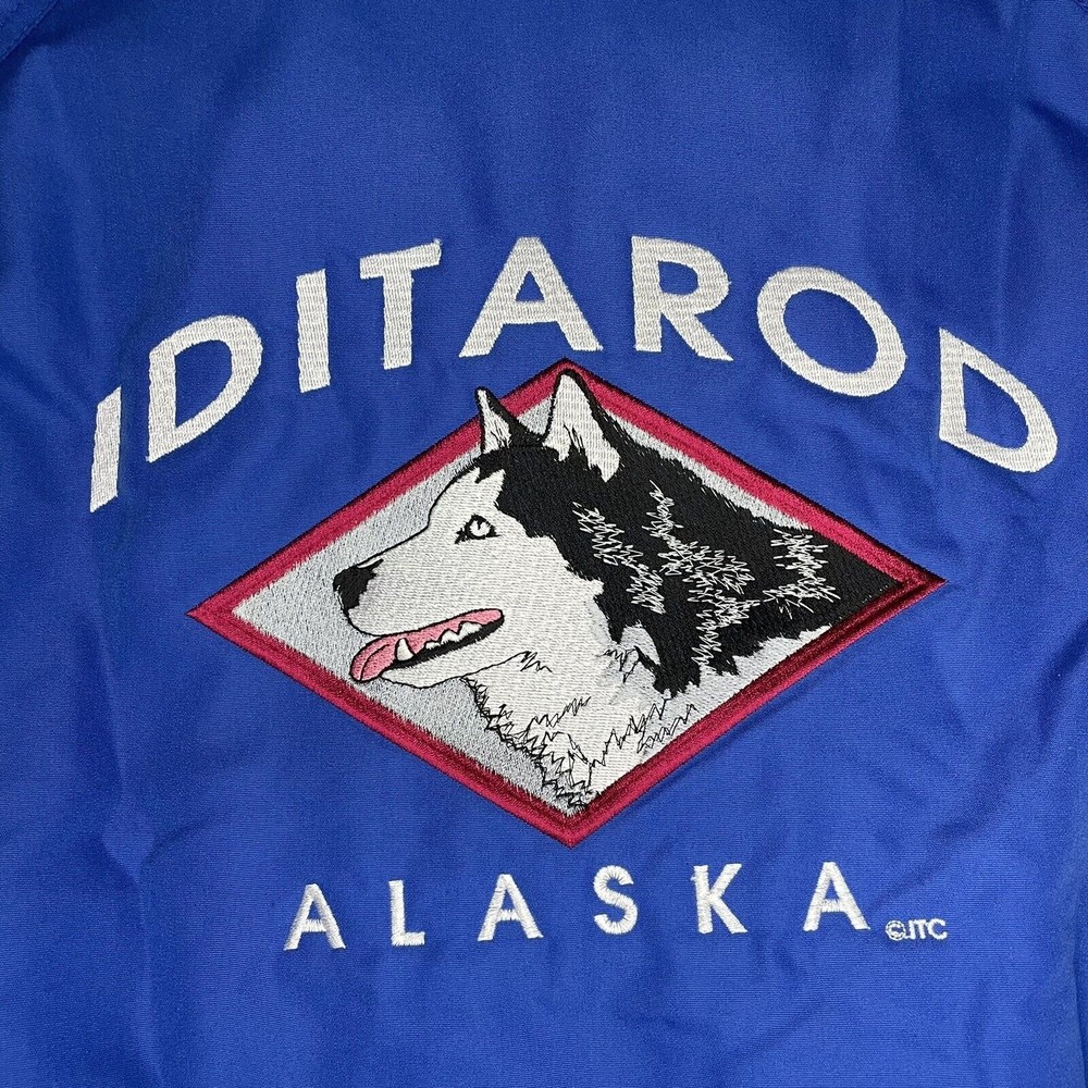 Vintage IDITAROD ALASKA Wolf Sled Dog Fleece Lined Snow Jacket Made in USA Large - Picture 2 of 12